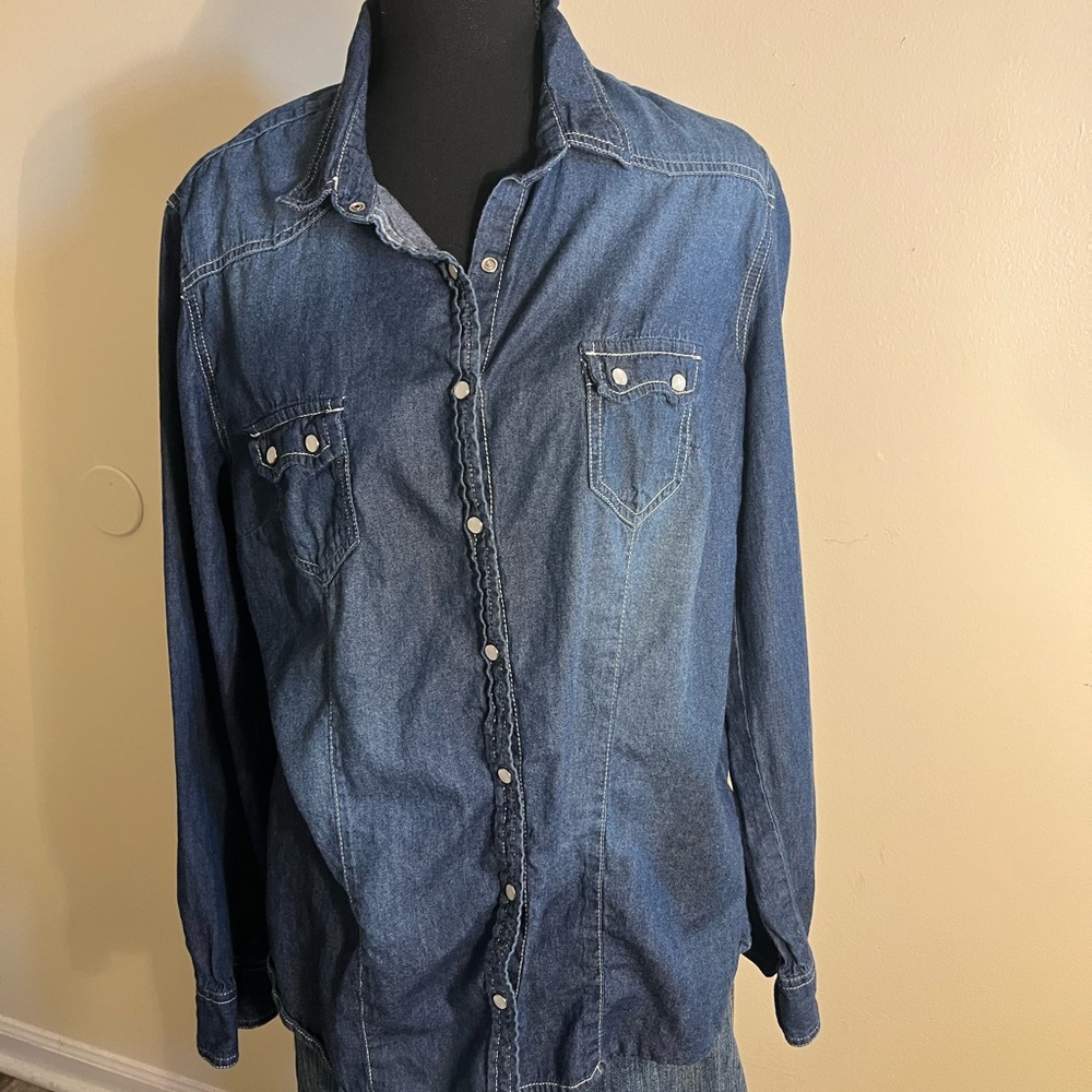 Faded Glory Denim Button-Up Shirt